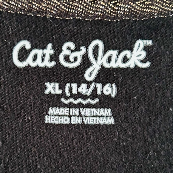 Cat&Jack Black Metallic Gold Snowflakes Holiday Winter Knit Dress, Sz 14 16 - Picture 4 of 8